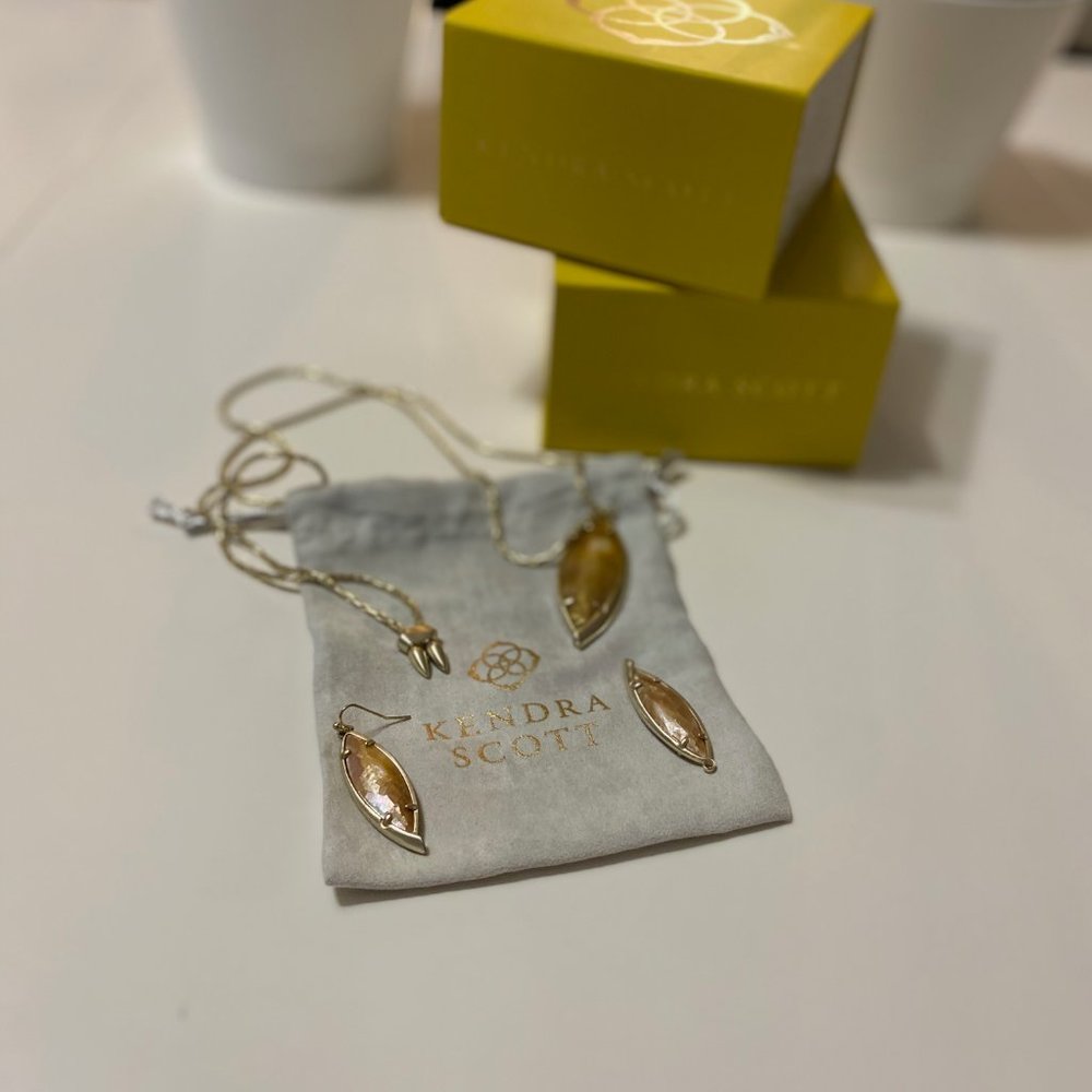 Crackle Brown Pearl Milla Necklace and Earring Set